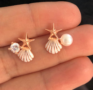 Sea shell studs with pearls