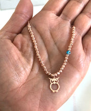 Load image into Gallery viewer, Charm necklace with silver beads evil eye talisman and charms