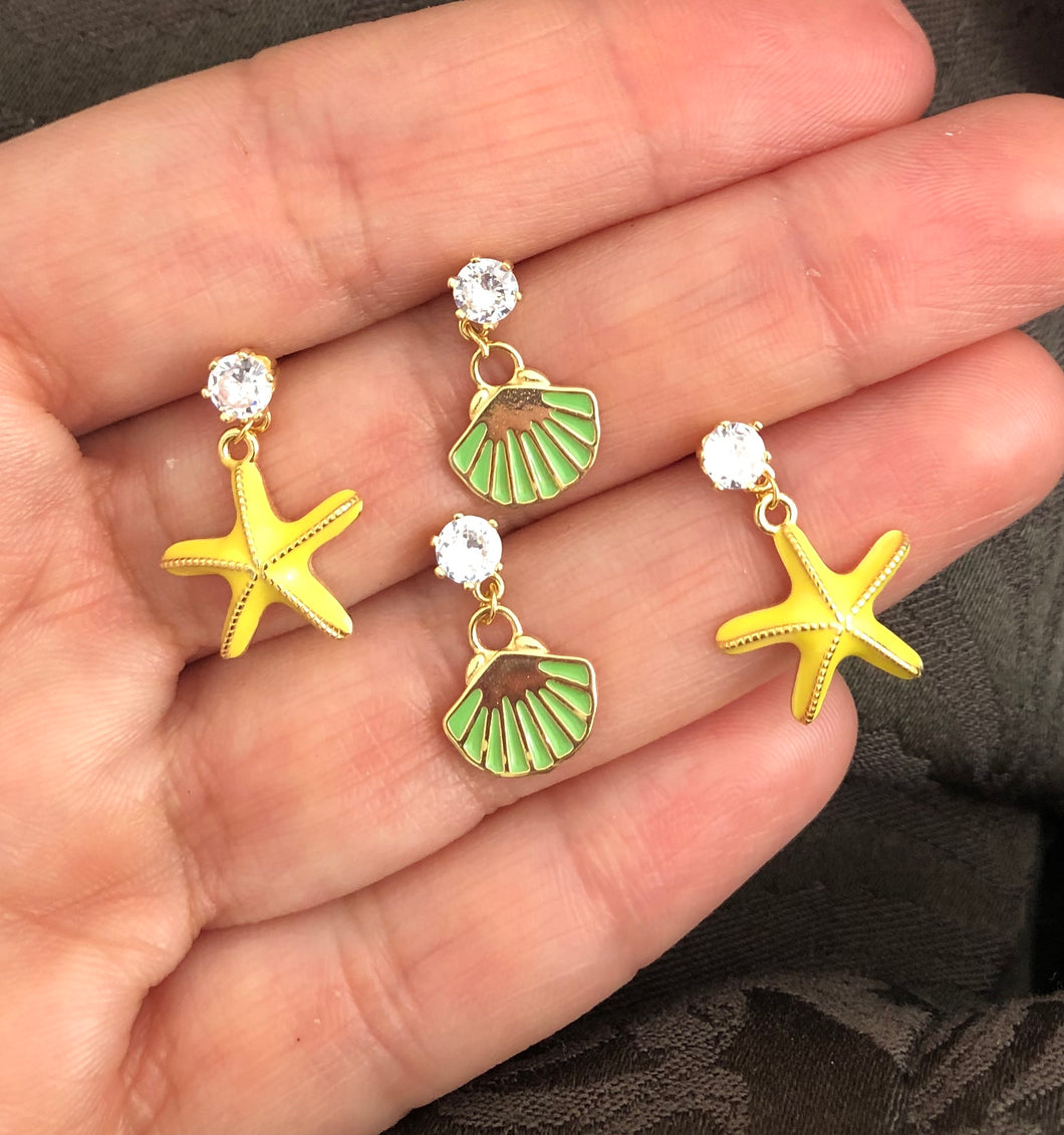 Green and yellow earrings