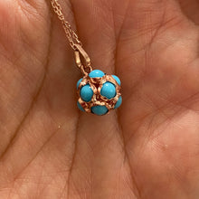 Load image into Gallery viewer, Round Blue turquoise charm necklace