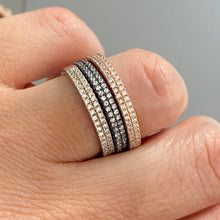 Charger l&#39;image dans la galerie, Pave-set ring with 2 Rows Small clear zircon stones