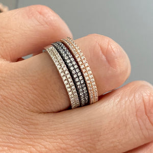 Pave-set ring with 2 Rows Small clear zircon stones