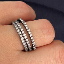 Load image into Gallery viewer, Pave-set ring with clear zircon stones on onyx coloured silver