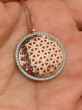 Load image into Gallery viewer, Flower of life necklace with light green stones