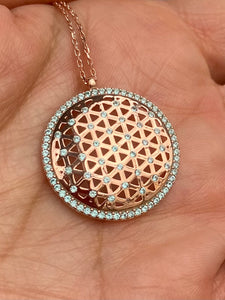 Flower of life necklace with light green stones