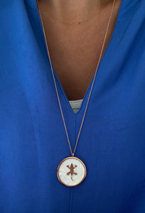 Necklace with Salamander on Mother of pearl