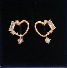 Load image into Gallery viewer, Heart shaped stud with princess cut stones