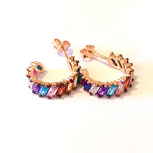 Load image into Gallery viewer, Earring with diagonal cut rainbow colored stones
