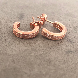 Earring with small double row pave-set stones