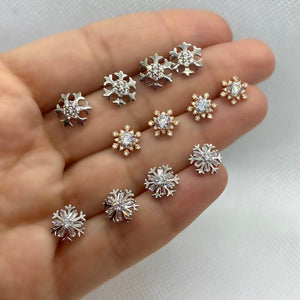 SnowFlake Stud With Clear Zircon Stones