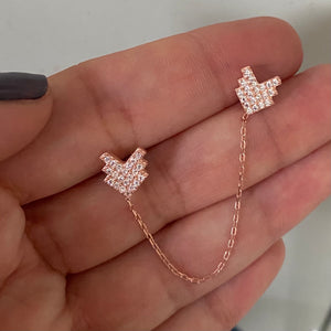 Twin earrings with chains - Sold as single Item