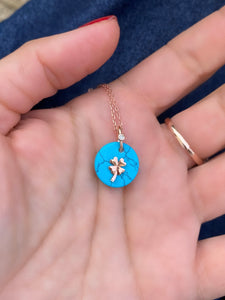 Necklace with Clover on turquoise