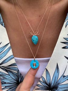 Necklace with Clover on turquoise