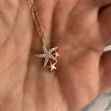 Load image into Gallery viewer, Triple Starfish Necklace with Clear Zircons